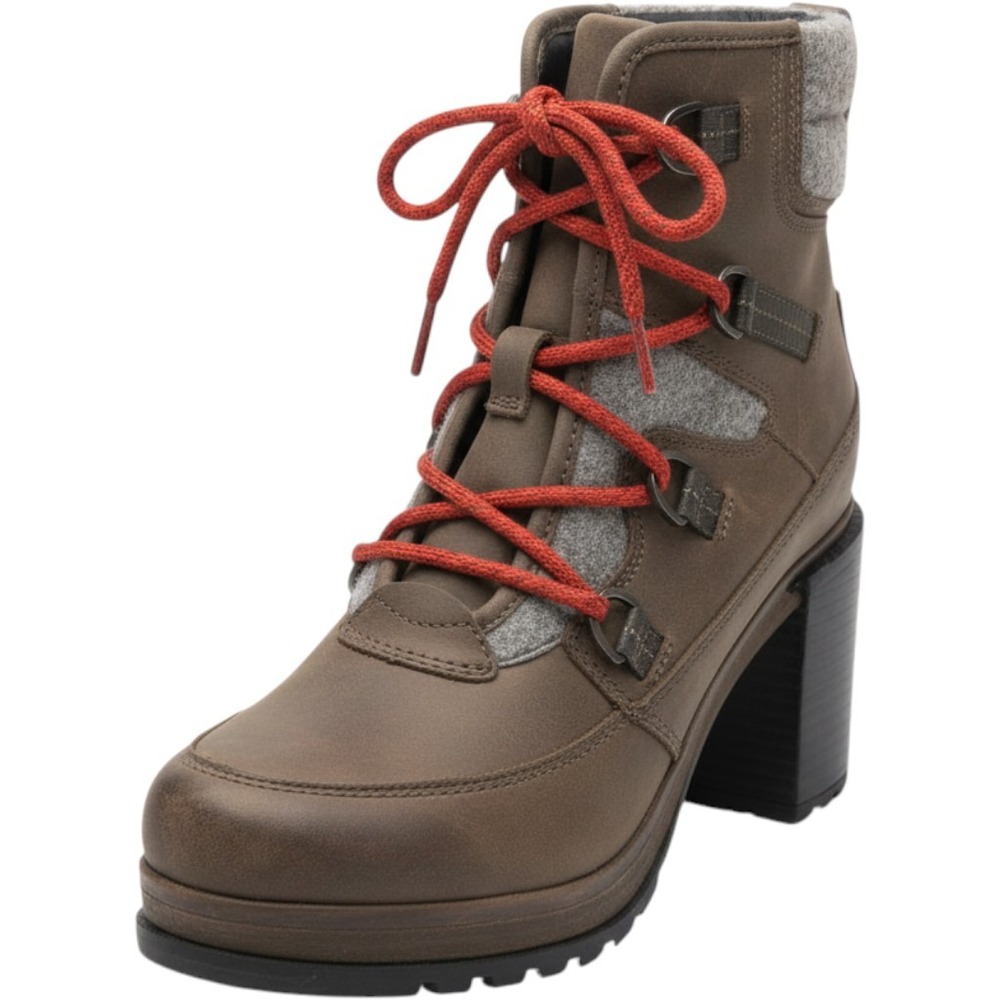Sorel Evie Sport Lace Boots Quarry Grey Brown Waterproof NL3305-052 Womens 7.5